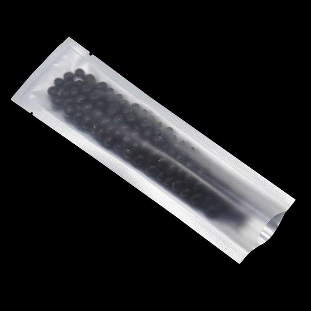 PABCK 100 Pcs 2.56x8.66 inch (Inside Size 2.17x8.27 inch) Clear Front Vacuum Heat Sealable Pure Mylar Foil Bag for Travel Sampling Packaging Food Storage Aluminum Foil Candy Coffee Powder Package