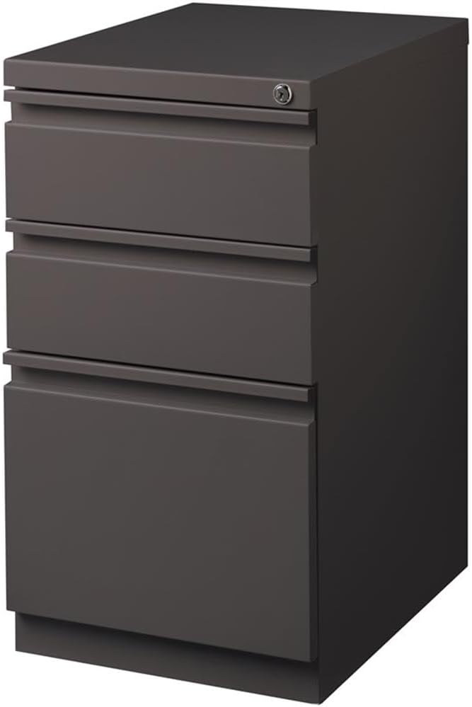 Pemberly Row 3 Drawers 27.75" Vertical Espresso Metal Filing Cabinet Lockable Pre-Assembled Stationary Letter Size for Home, Office