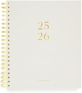 Sugar Paper 2025-2026 Large Weekly Spiral Academic Planner, August 2025 to July 2026, School, College & Student Planner, 12 Month, 10" x 11", Khaki Stripe