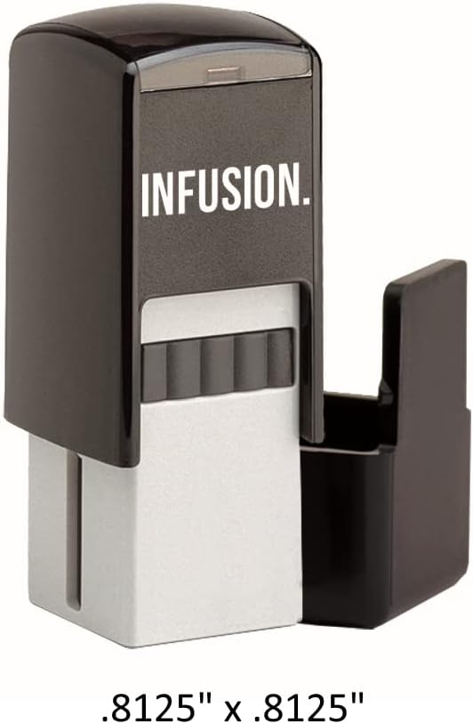 Infusion Self-Inking Custom Rubber Stamp (Personal or Business Use) - Choose from 16 Colors (13/16" x 13/16")