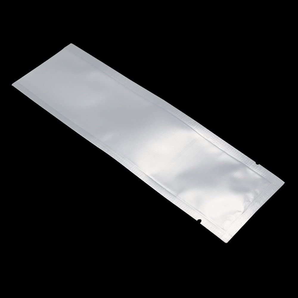 PABCK 500 Pcs 2.56x8.66 inch (Inside Size 2.17x8.27 inch) Clear Front Vacuum Heat Sealable Pure Foil Bag Pouch for Sampling Packaging Food Storage Aluminum Foil Package