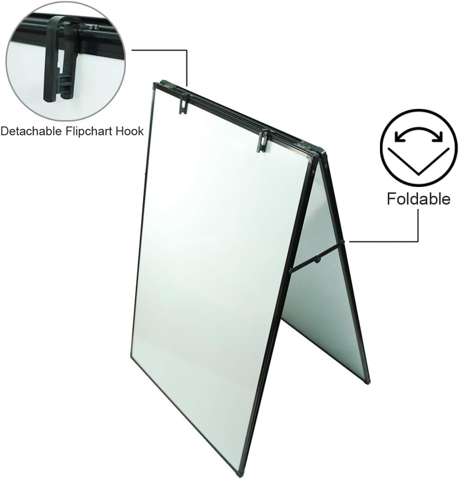 JILoffice Dry Erase Board, Magnetic White Board 36 X 24 Inch, Double Sided Whiteboard Easel, Black Aluminum Frame with Two Flipchart Hooks for Office Home and School