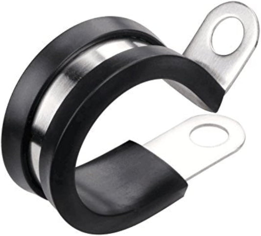 LOKMAN 20 Pack 1/4 Inch Stainless Steel Cable Clamp, Rubber Cushioned Insulated Clamp, Metal Tube Holder for Tube, Pipe or Wire Cord Installation