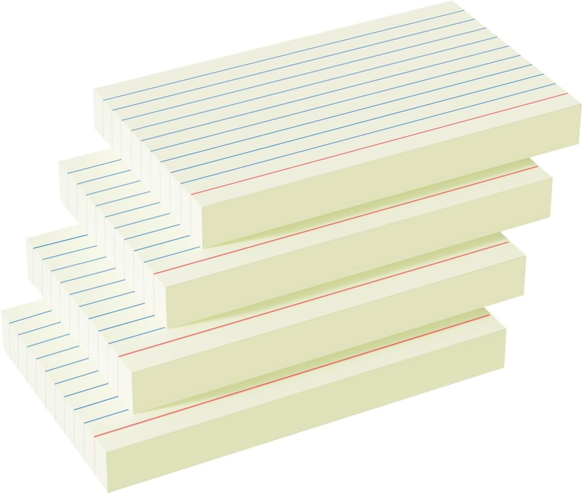 Cream Index Cards 3x5, 200 Pack, Ruled Index Cards, Flash Cards for Studying, Heavy Note Cards for Office, Home and School, 4 Packs of 50