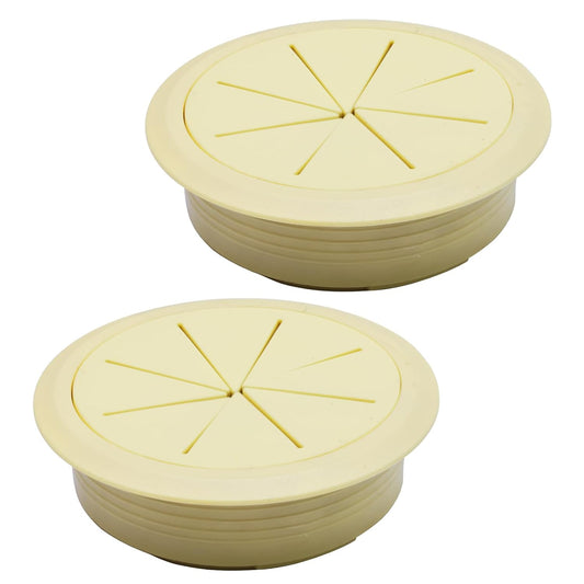 Desk Grommet 2" (50 mm), Desk Hole Cover for Cables Beige, Cable Grommet ABS Plastic, Desk Hole Grommet for Office and Home Table Cable, Detachable & Flexible Cable Cord Organizer-2 Pcs