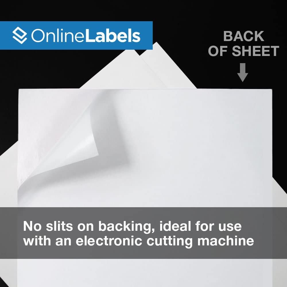 Removable Sticker Paper, White Matte, 25 Sheets, 8.5 x 11 Full Sheet Label, Inkjet or Laser Printer, Online Labels