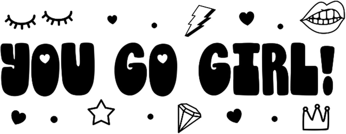 Custom Self-Inking Teacher Stamps | 49 Designs | Fun Teacher Phrases | Grading Made Easy | Classroom, Teacher and Library Book Stamps (You Go Girl!, Xtra Wide)