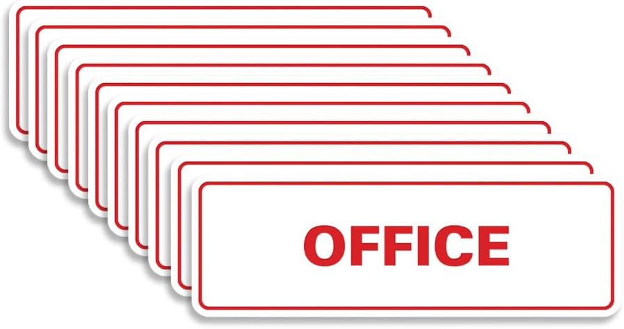 Signs ByLITA Standard Office Sign - Professional Business Signage - Easy to Install (White/Red) - Small 10 Pack