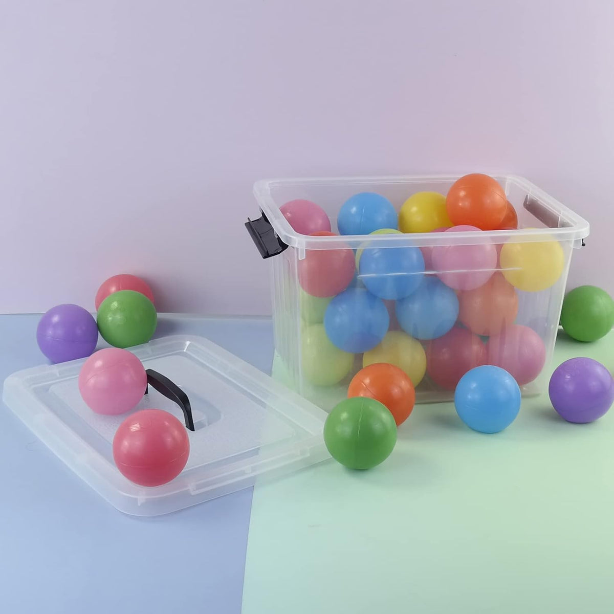 10 L Plastic Clear Storage Box, Plastic Latching Box with Lid, 6-PACK