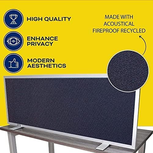 OBEX Acoustical Free Standing Privacy Screen, Cubicle Accessories Desk Privacy Panel, Desk Dividers for Office, Office Furniture Partitions Portable Sound Proof Dividers, 12" x 48", Slate