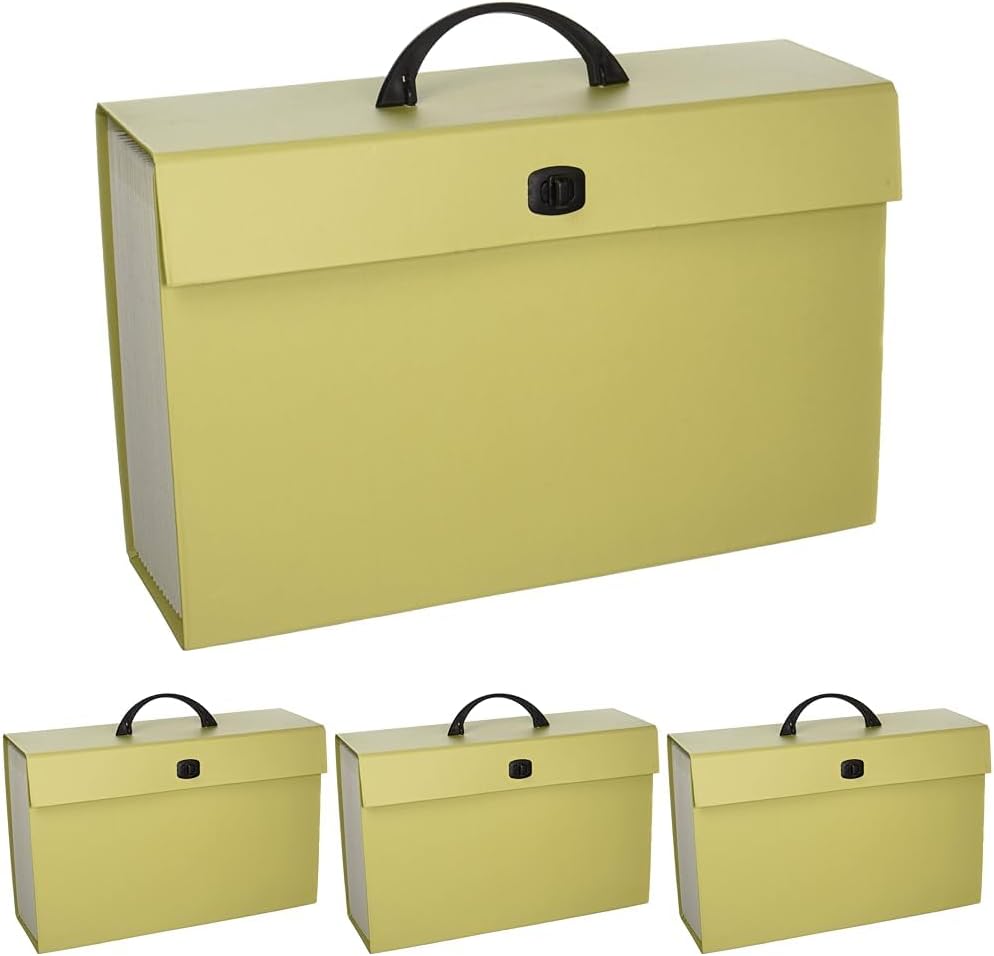 Smead Portable Expanding File Box, 19 Pockets, Blank Tabs, Printed Labels, Latch Closure, Legal Size, Blue (70806) (Pack of 4)
