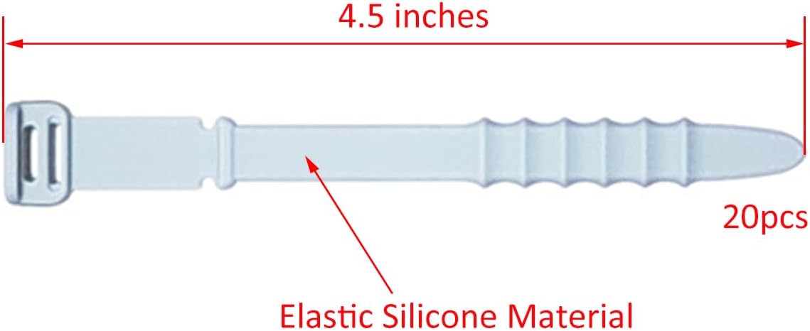 Reusable Silicone Zip Ties Cord Organizer: Silicone Cable Ties Straps for Cable Management - 20PCs 4.5” Blue Elastic Wire Cord Organizer for Home Office and Travel
