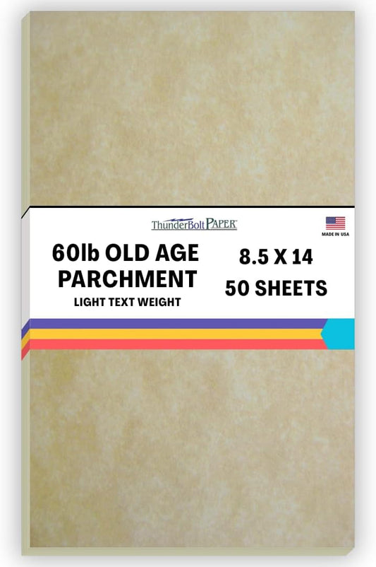 50 Old Age Parchment 60lb Text Weight 8.5 X 14 inches Stationery Paper Colored Sheets Legal Size -Printable Old Parchment Semblance