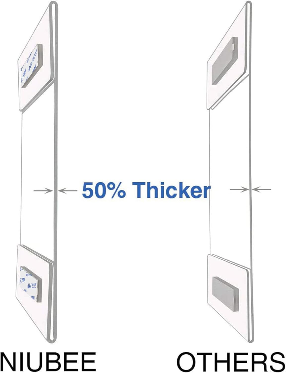 NIUBEE 8.5x11 Clear Acrylic Plexi Sign Holders with Double Sided Adhesive Tape, Wall Sign Memo Document Menu Holder for Office, Home, Store, Restaurant-No Drilling (6 Pack)