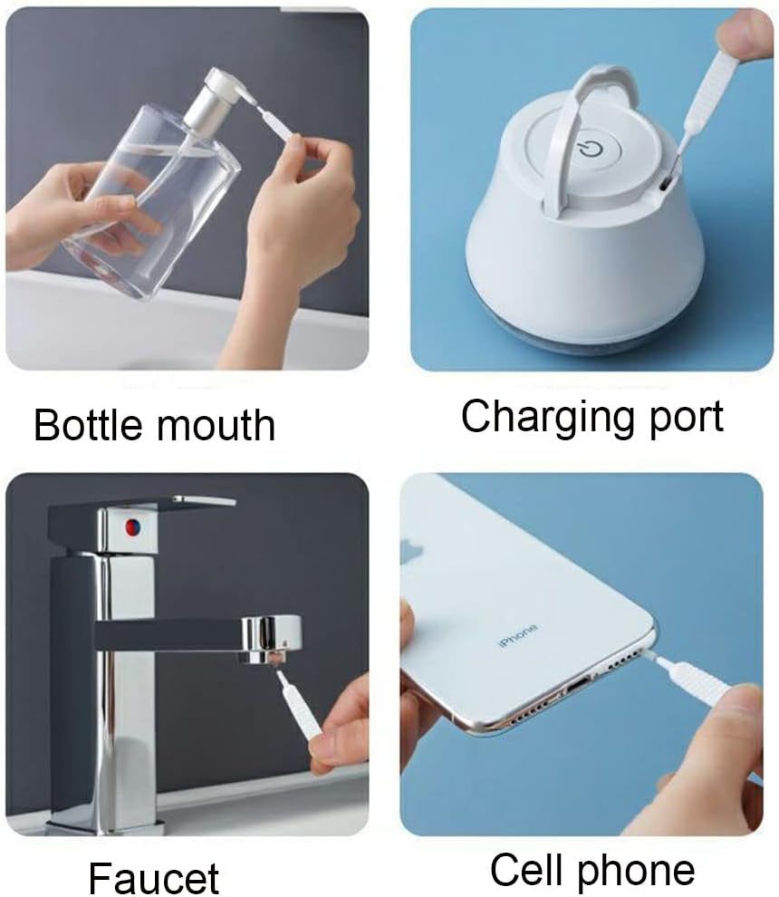 MEETOOT 50pcs Multifunctional Mobile Phone Charging Port Cleaning Brush 65mm Dust Shower Hole Cleaning Mini Brush Bendable Mini Soft Round Brushes