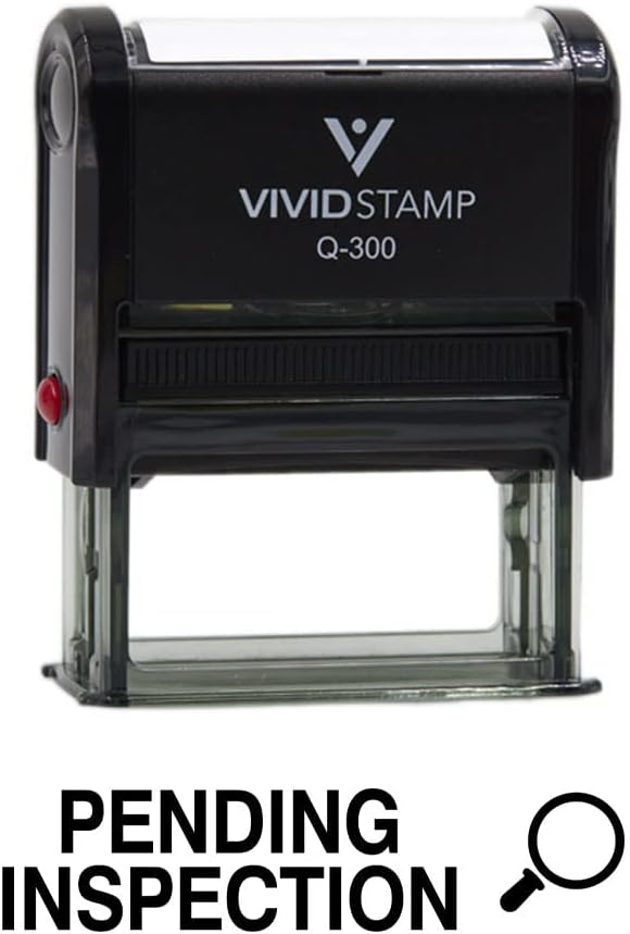 Vivid Stamp Pending Inspection Business Self-Inking Rubber Stamps (Black Ink) - Q-400 (5 Pack)