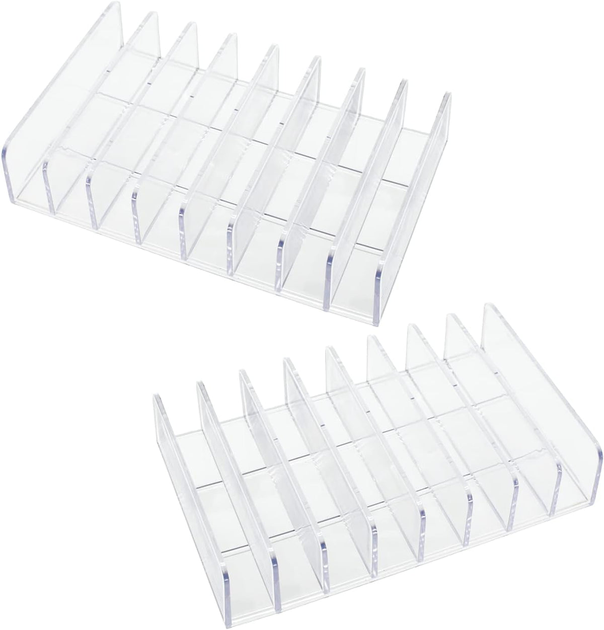 8 Slot Eyeshadow Makeup Palette Organizer, Acrylic Desk Organizer for Sorting Mail, Bill Money Organizer for Cash Envelope, Cash Tray for Cash Stuffing, Use in Home&Office - Clear - 2 Pack
