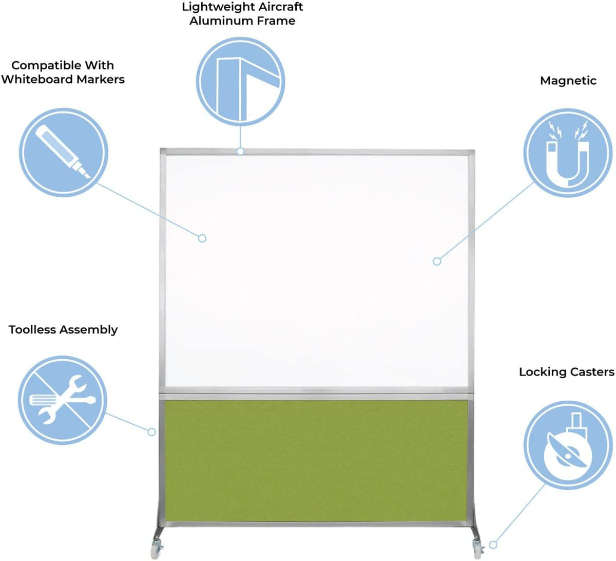 DivideWrite Mobile Whiteboard | Double Sided Dry Erase Board | Portable Office Cubicle Partition | Display for Classrooms, Conference Rooms, Meeting Areas and More | Charcoal Gray 6' Wide X 6' Tall