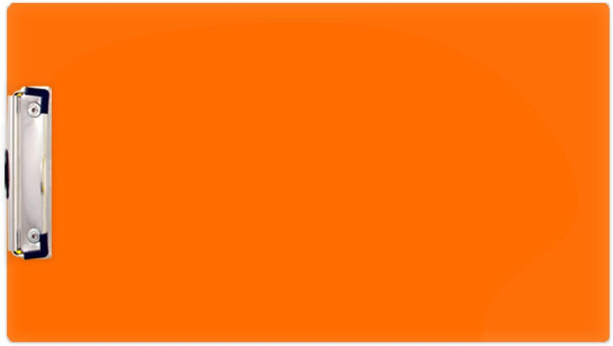 8.5x14 Clipboard Acrylic Panel Featuring a Low Profile Clip Orange