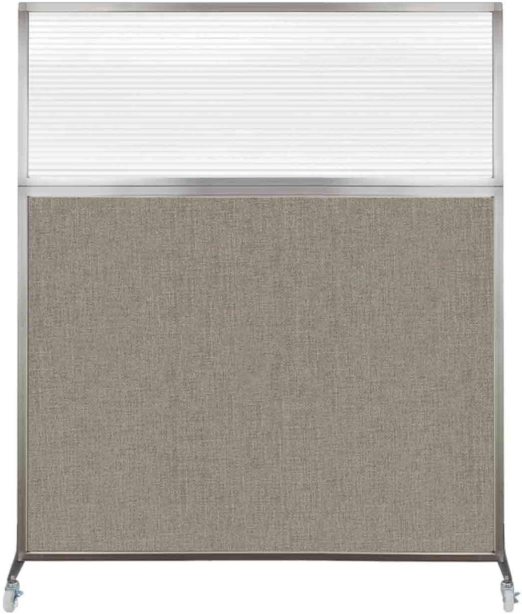 Versare Hush Screen Portable Room Divider with Wheels | Workstation Wall Divider | Freestanding Privacy Hush Panels | Clear Fluted Windows | Fabric Office Divider Screen | Great for Room Separation