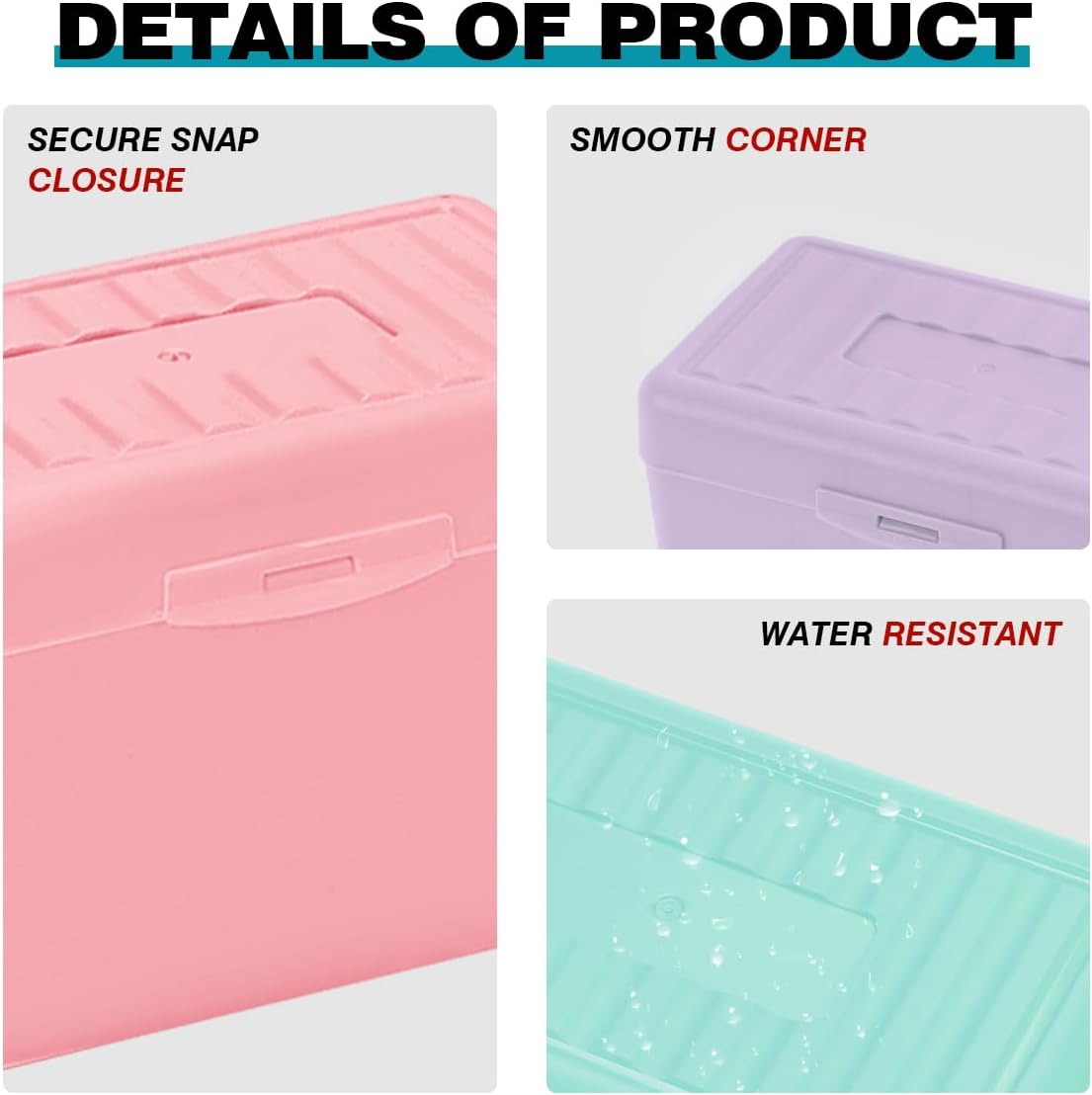 H4D Index Card Holder 3x5, Index Card Box Organizer Case, 3x5 Flash Note Card Holder, 3 Packs (Pastel Colors)