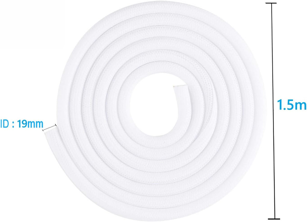 Pet Proof Split Cable Sleeve Organizer - Cord Cover Protector for Desk, Hide Wires from Cats Chewing, Computer Cord Management (3/4inch-5ft, 2Pcs, White)