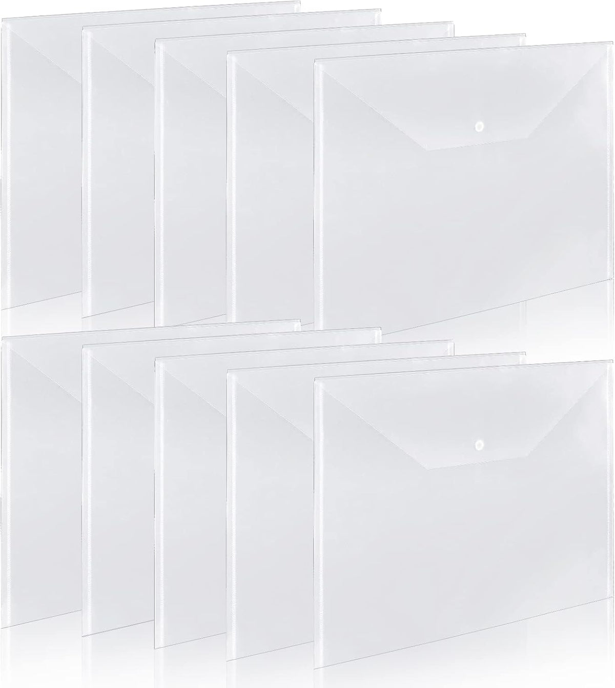 10 Pieces 11x17 inch Tabloid Size Document Folder Organizers with Snap Closure Clear Snap Closure File Folder Folder Poly Oversized Envelope File Folder Closure Plastic Folders for Office School Home