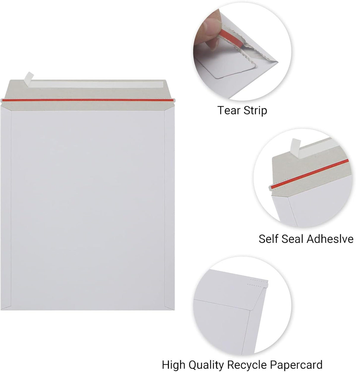 25 Pack 12.75x15 inch Rigid Mailer Self Seal Photo Document Mailers Stay Flat White Cardboard Envelopes White Photography Mailers for CD, Photos, Document