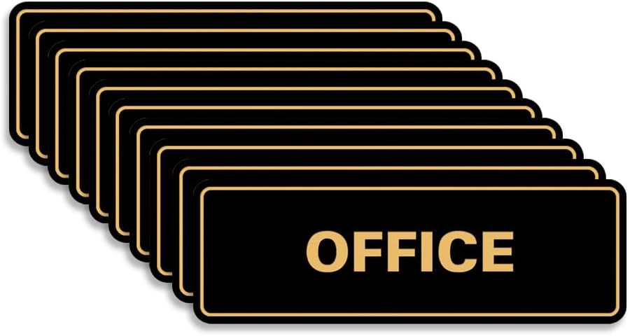 Signs ByLITA Standard Office Sign - Professional Business Signage - Easy to Install (Black Gold) - Large 10 Pack
