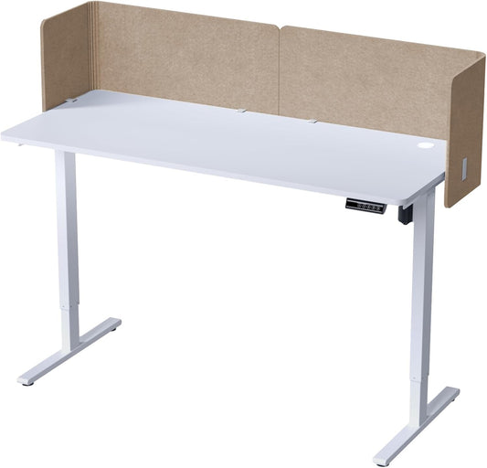 2-in-1 Adjustable Desktop & Under Desk Privacy Panel - 2PCS L-Shaped Acoustic Desk Divider That Reduce Noise and Visual Distractions, For Home Office Classroom (Dark Camel, 47.2" x 17.7")