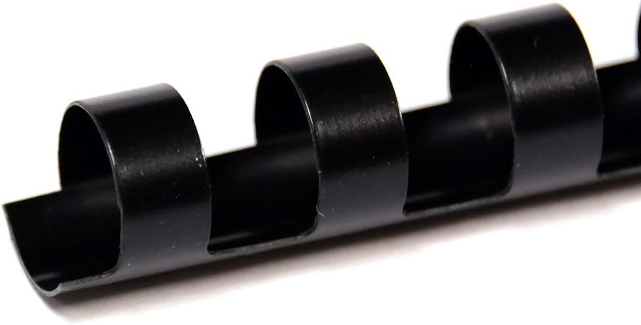 TruBind 14mm (9/16 in.) Comb Binding Spines | 11 in. Length for Letter Size or Smaller Projects | Standard 19-Ring Rectangular Holes | Black | 105 Sheet Binding Capacity | 100 Pack