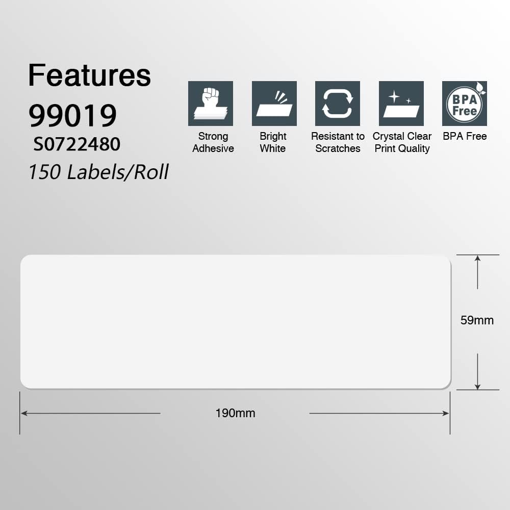 BETCKEY Colored Labels Compatible with Dymo 99019 (2-5/16" x 7-1/2") for Files, Folder, Binders, Compatible for Dymo LabelWriter Thermal 450, 4XL & Zebra Desktop Printers [6 Rolls, 900 Labels, Orange]