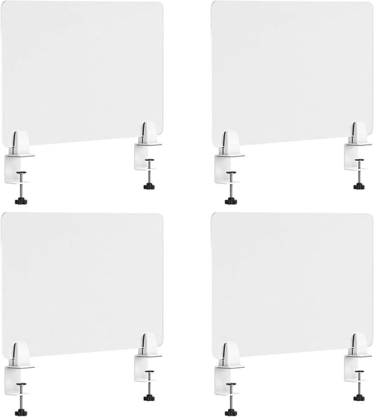Desk Divider 4 Pcs Desk Privacy Panel 23.6''L x 15.8W'' Office Partitions Frosted Acrylic Panel Pack of 4 Desk Divider Partition with Adjustable Universal Base