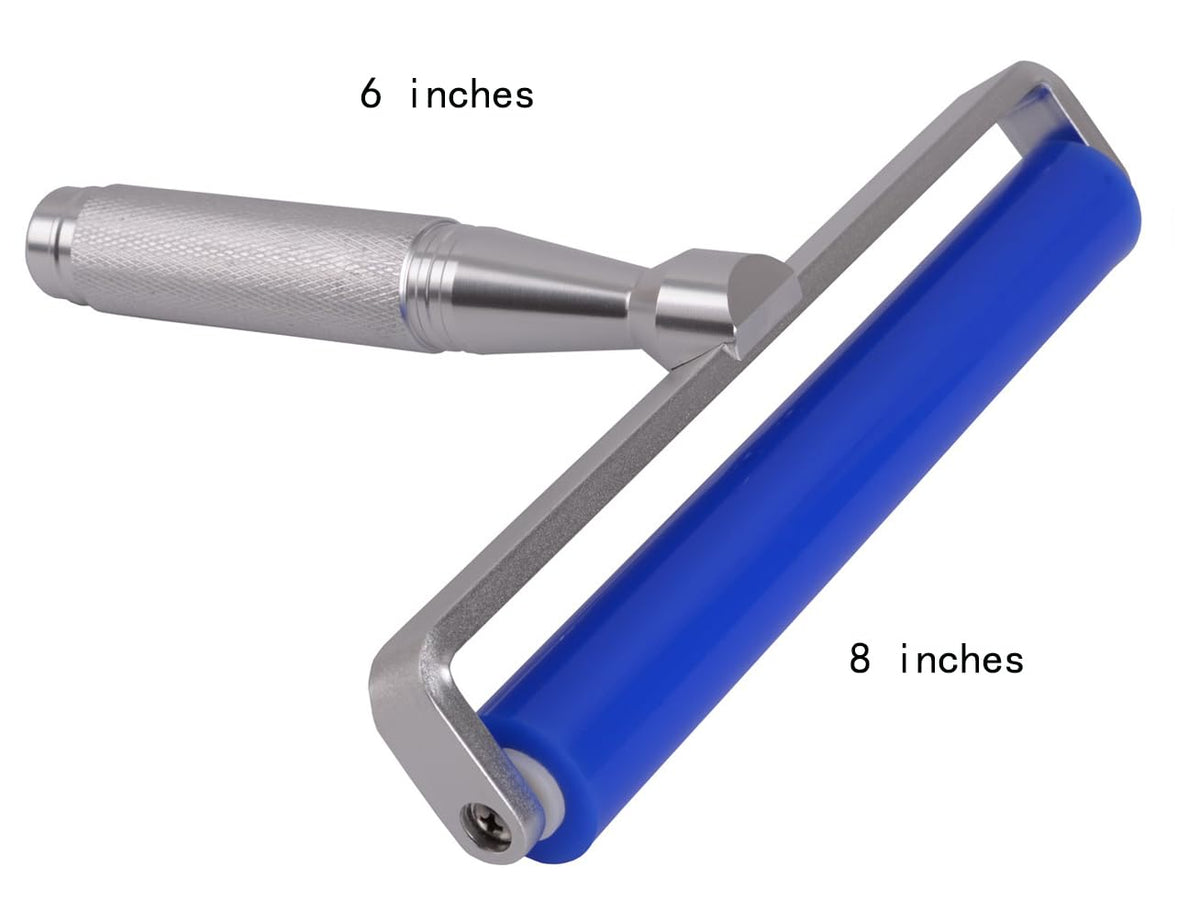 4-20 inch Glue Silicone Rubber Pasting Tacky Soft Roller Record Cleaner Squeegee Wheel Anti-Static Sticky Dust Collection for Film Application Craft Project Particle Remove Electronic Industry (8")