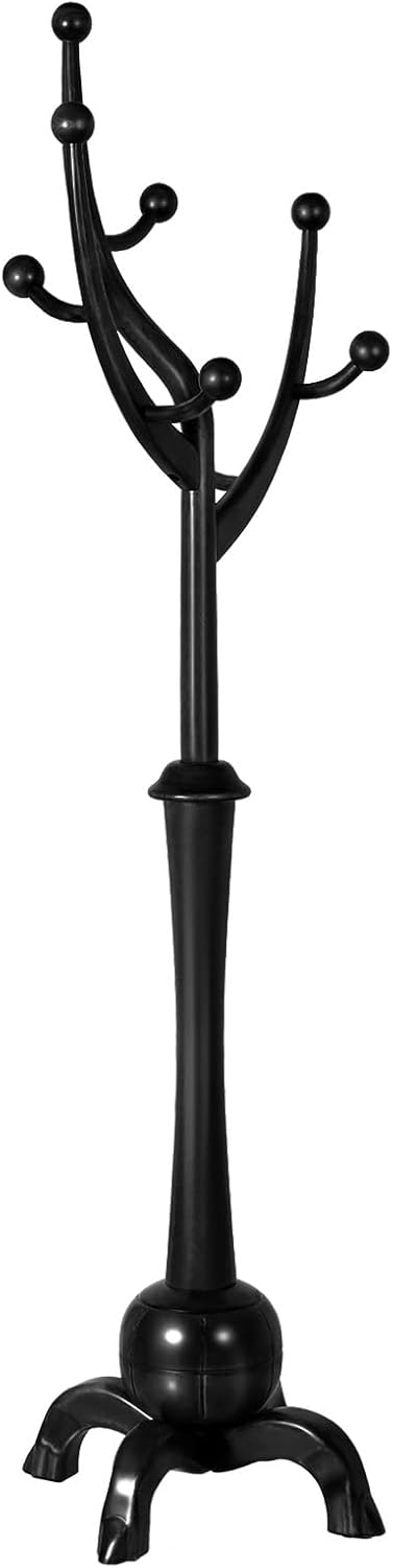 Heavy Duty Coat Rack Freestanding Wood Tree Rack with 8 Hooks, Unique Design Tree Branch-look, Premium Coat Tree Clothes Hanger Stand with Sphere Base for Entryway, Hallway, Bedroom-Load 160lbs Black