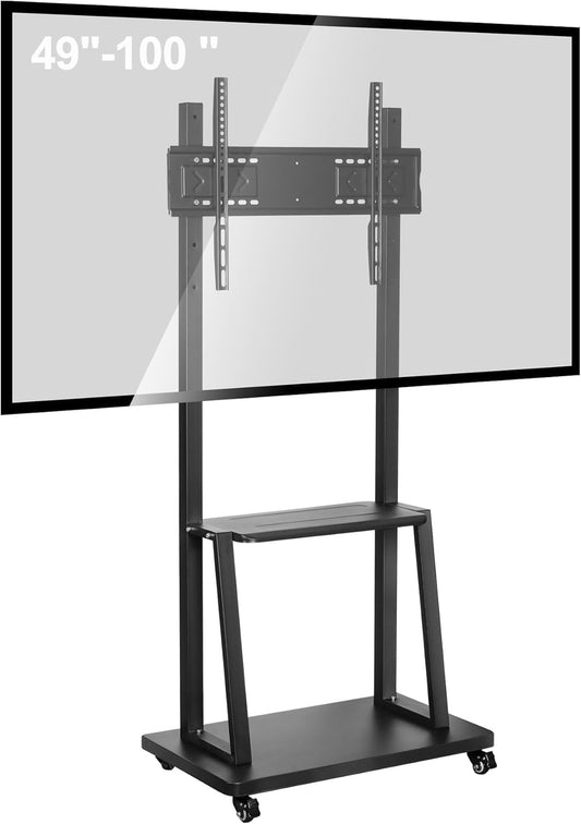 Smart Board Stand with Wheels,Height Adjustable Mobile Rolling Stand for Classroom & Office, Holds up to 300lbs, Whiteboard Portable Cart on Wheels (for 49-100 Inch Smart Board)