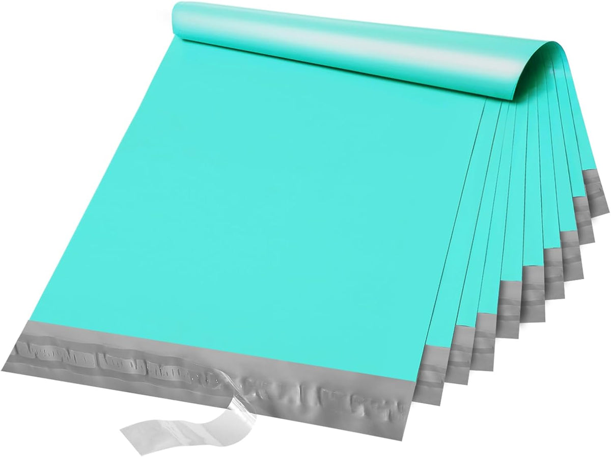 Fuxury 19x24 Inch 100 Pack Large Poly Mailers Shipping Envelopes Bags Teal,Self Adhesive Mailers Poly Shipping Bags for Small Clothing Business,Waterproof and Flexible polymailers,Keep Items Protected