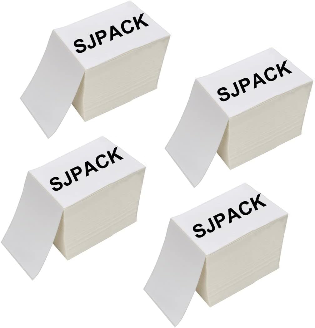 4 x 6 Fanfold Labels, 4000 Thermal Shipping Label for FedEx Shipping Label (4 Stack- 4000 Labels)