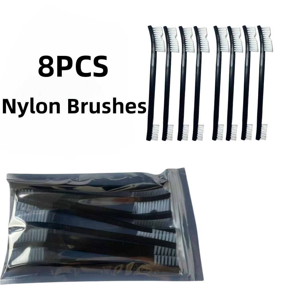 Anti-Static Nylon Bristles Deep Clean Soft Cleaning Brush: 8 Nylon Brushes for Delicate Surfaces - from Keyboard Crumbs to Aquarium Algae - Features Soft Detailing Brush, Culvert Cleaning Tool