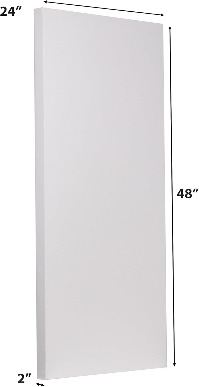 ATS Acoustics Sound Absorbing Acoustic Panel Fire Rated Professional Studio Quality 24" x 48" x 2" (Snow)