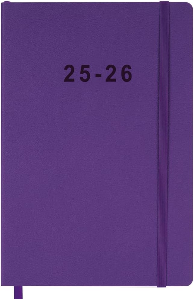 2025-2026 Planner - Weekly and Monthly Planner, Oct 2025 - Dec 2026, Contacts and Notes Pages, Vegan Leather Cover, Elastic Closure, 5.5”x8.25”, Purple