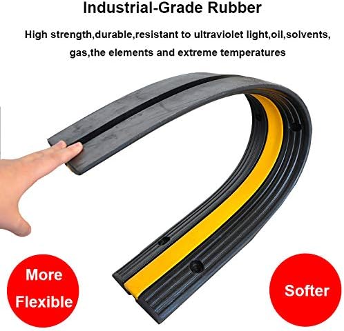 Reliancer 4 Pack 1-Channel Rubber Cable Protector Ramp Traffic Speed Bump 18000lbs Capacity Heavy Duty Cable Protective Cover Ramp Driveway Hose Cord Track Protector Wires Concealer for Garage Parking