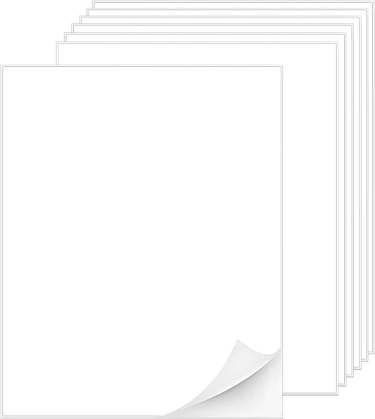 Printable White Sticker Labels, 500 Sheets 8.5" x 11" Full Sheet Label Stickers Paper for Laser & Inkjet Printer - Matte, 500 Labels