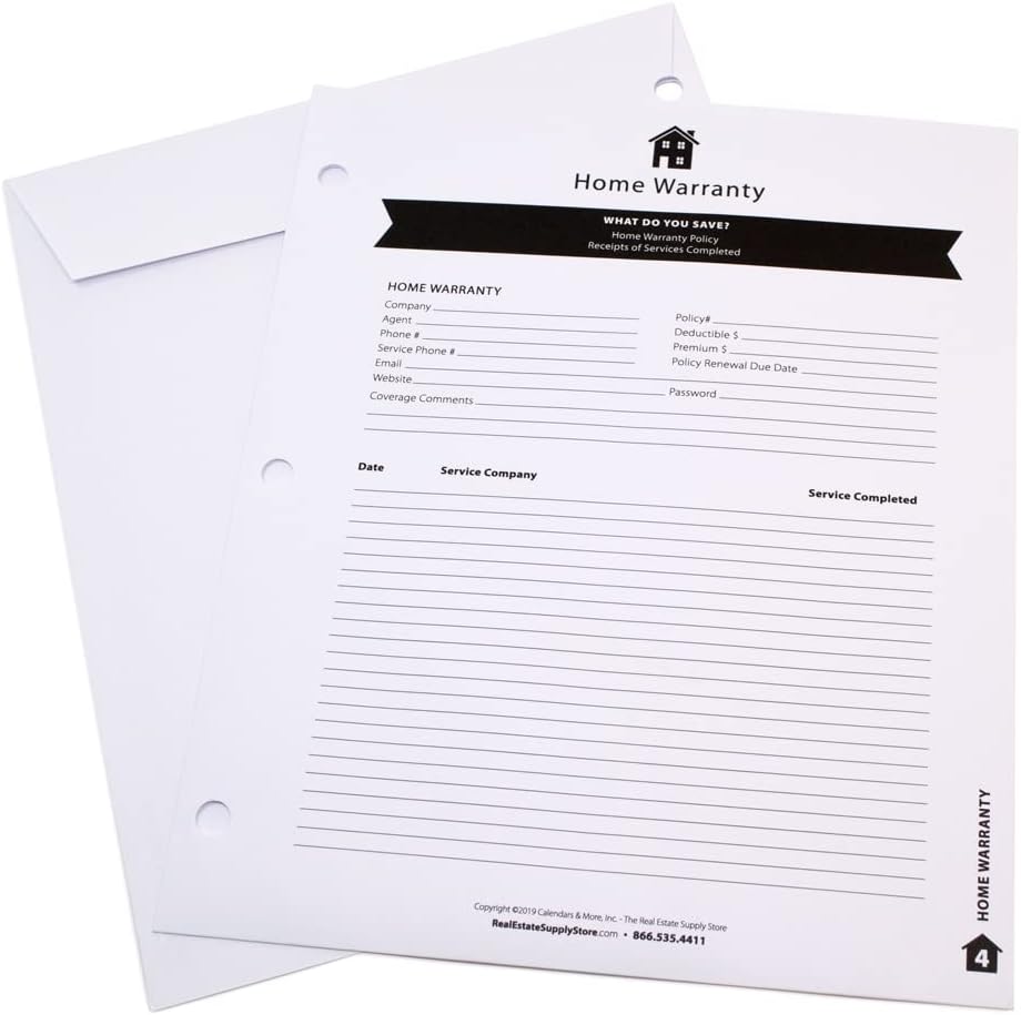 Homeowner's Book of Records Binder, Organize Household Receipts and Home Repair Record Keeping (Navy)