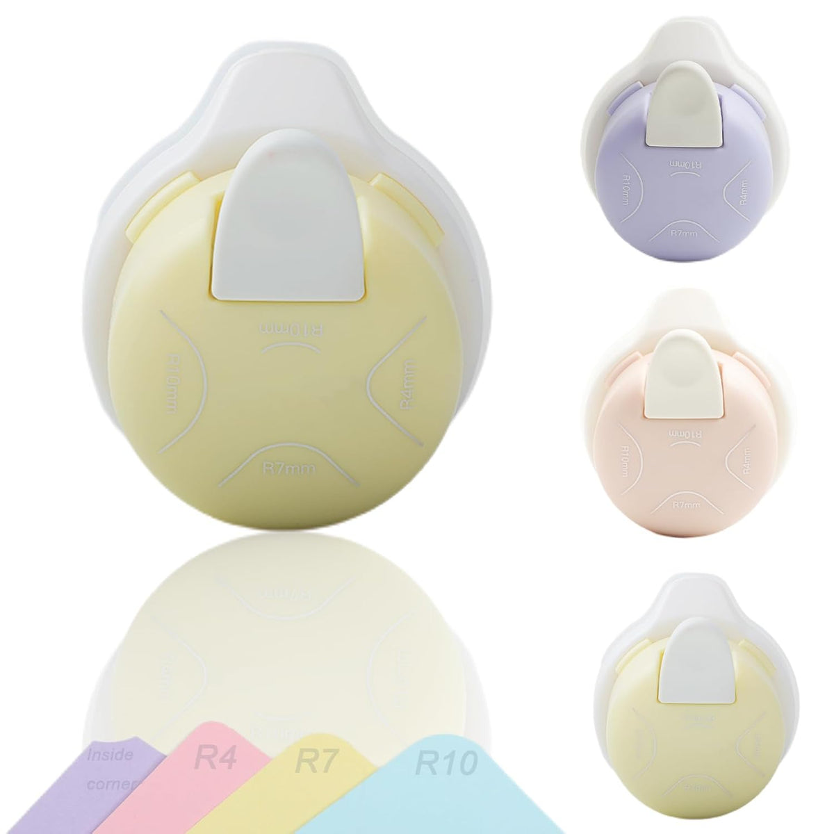 Corner Punch 4 in 1 Corner Rounder Punch (R4+R7+R10+Inside Corner) Corner Cutter for DIY Scrapbooking Photo Tags (Yellow)