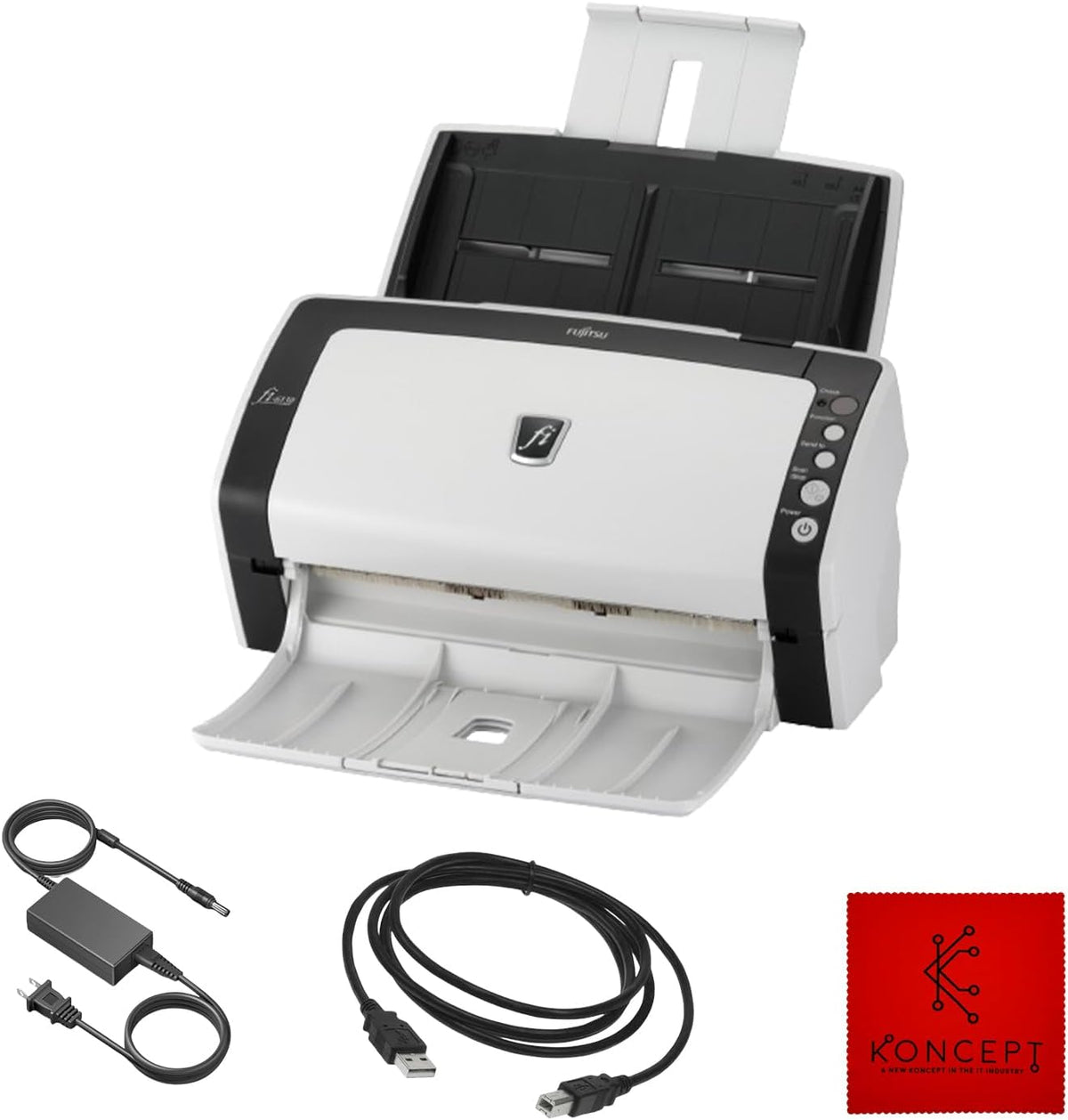 FI-6130Z Fujitsu Duplex Sheet-Fed Receipt Document Scanner with 24V & USB 2.0 Cable (Renewed)