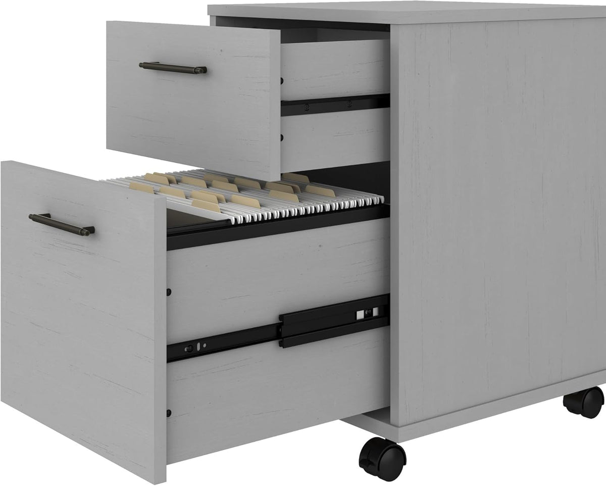 Bush Furniture Key West 2 Drawer Rolling File Cabinet in Cape Cod Gray Mobile Organization for Home Office Small Under Desk Storage on Wheels