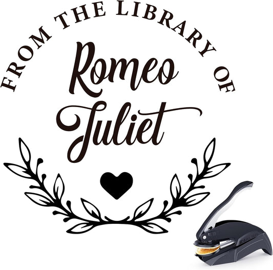 Book Embosser Personalized - Custom Library Embosser Stamp Gifts for Book Lovers, Readers, Teachers (Floral-06)