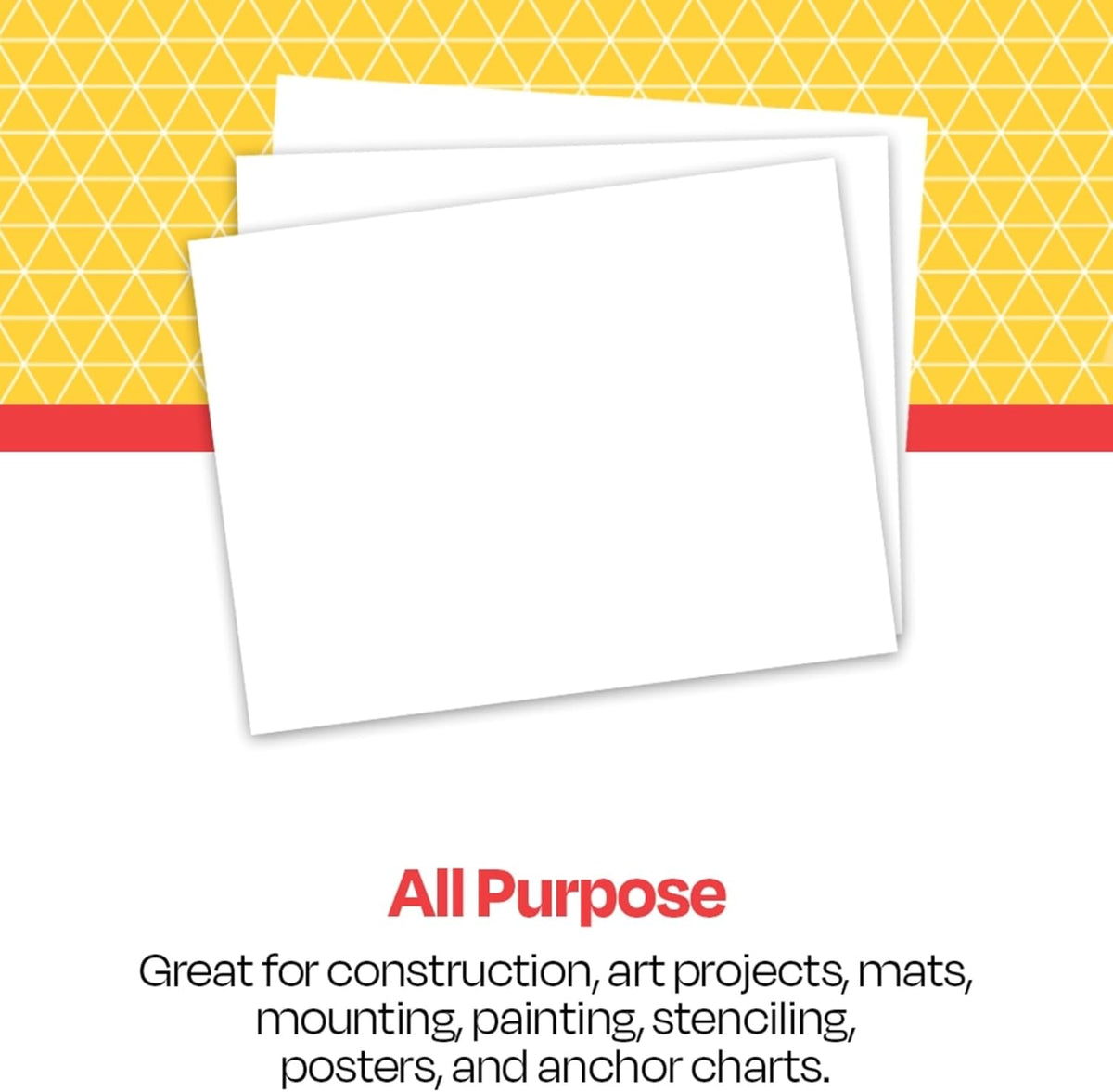 School Smart Railroad Poster Board Paper, 22 x 28 Inches, 4-Ply, White, Pack of 25