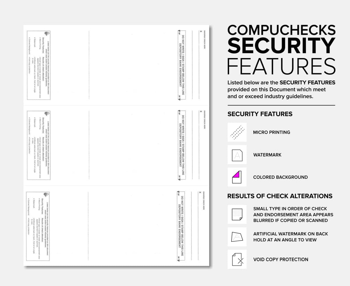 Business Voucher Check Stock - Computer Laser Checks - 3 Checks Per Page, 500 Sheets/1500 Checks, Gold Diamond